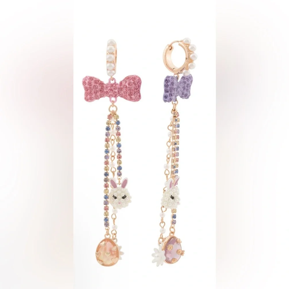 Betsey Johnson Colorful Bunny  & bow  Earrings
